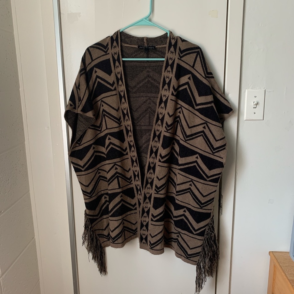 Brown and Black winter poncho